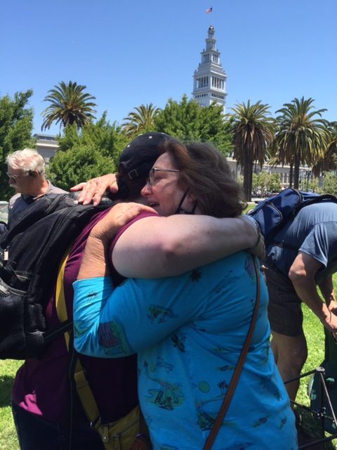 Hugs were a big hit at the LifeRing Secular Recovery in San Francisco