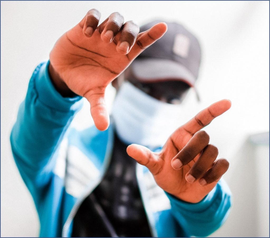 Image of Covid Masked dude framing the picture