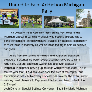 Graphic for LifeRing Blog about UFAM Addiction Rally and Advocacy Day in Michigan
