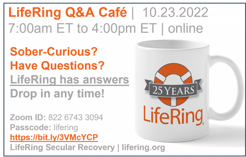 LifeRing QA Cafe Invite online October 23, 2022