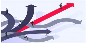 Illustration of people in directions of addiction recovery