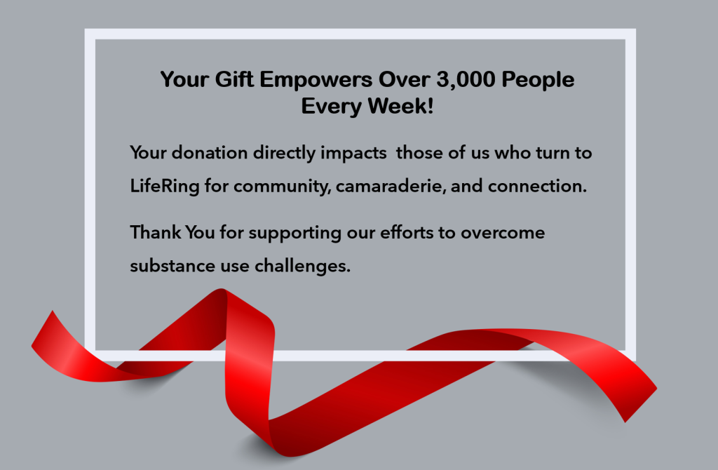 Box of Text promoting LifeRing support of 3,000 people in recovery every week