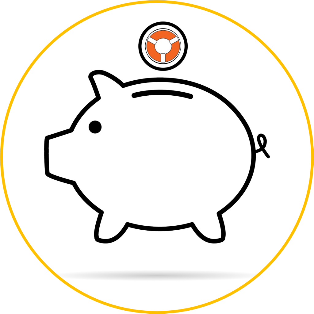 Piggy bank icon representing LifeRing Finance Team