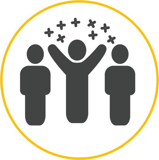 image representing LifeRing Meetings and Convenors Collaboration Team black and white with yellow circle