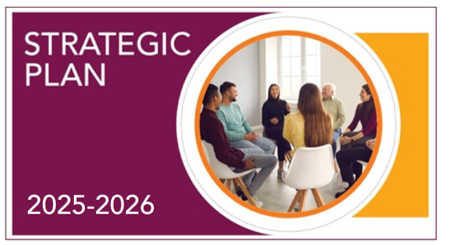 image of a LifeRing in-person meeting on the cover of the 2025-2026 strategic plan