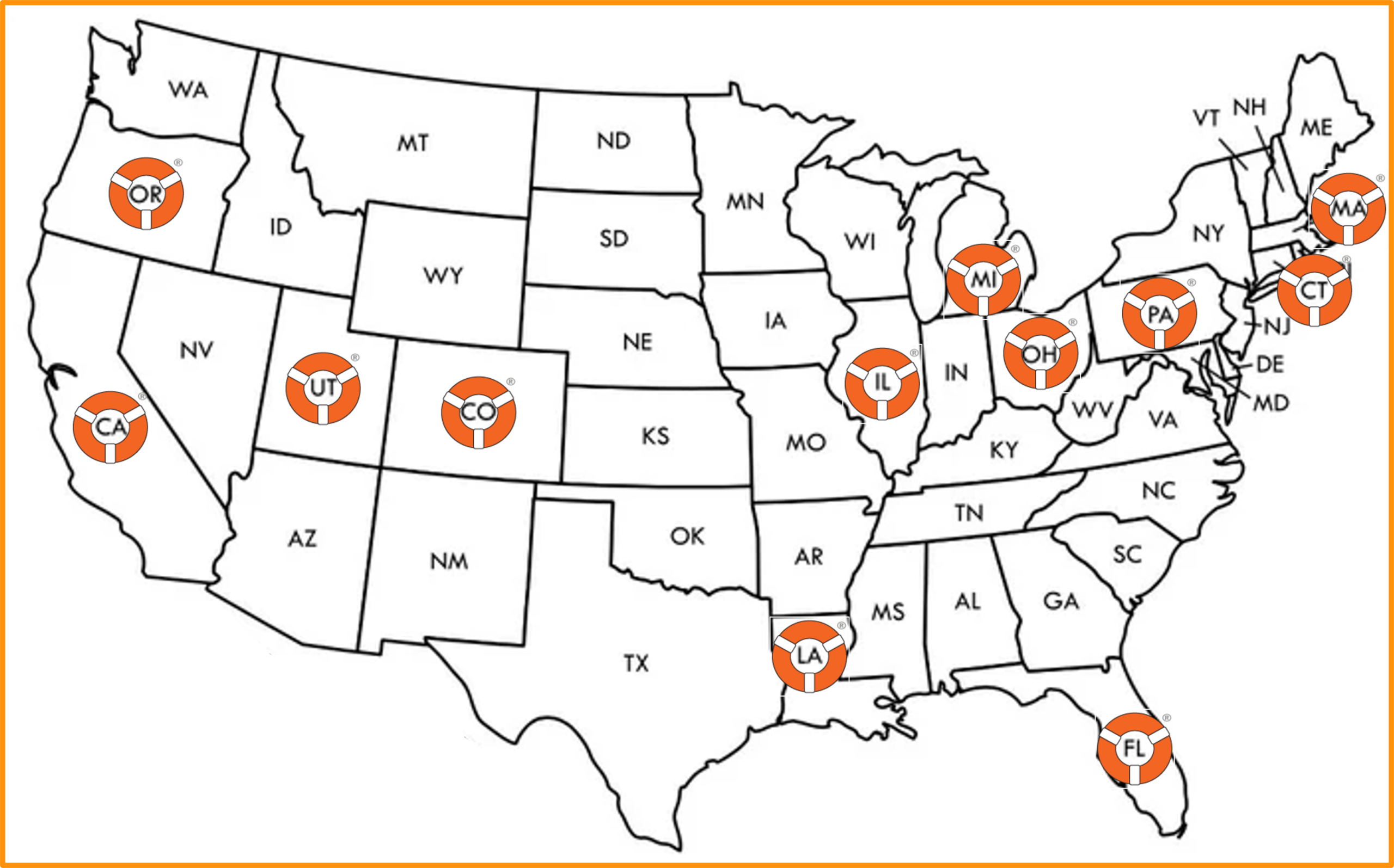 Map of LifeRing Local Meetings based in the USA