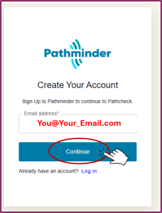 screengrab of LifeRing Pathminder account signup form