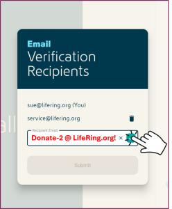 screengrab of LifeRing Verification Recipients webform